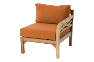 Monterey Teak Outdoor Right Arm Chair. Sunbrella Cushion