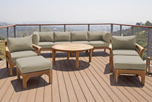 10 pc Monterey Teak Seating Group with 52" Chat Table. Sunbrella Cushion.