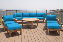 10 pc Monterey Teak Seating Group with 52" Chat Table. Sunbrella Cushion.