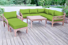 9 pc Monterey Teak Sectional Seating Group with 36" Chat Table. Sunbrella Cushion.