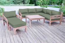 9 pc Monterey Teak Sectional Seating Group with 36" Chat Table. Sunbrella Cushion.