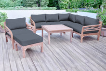 9 pc Monterey Teak Sectional Seating Group with 36" Chat Table. Sunbrella Cushion.