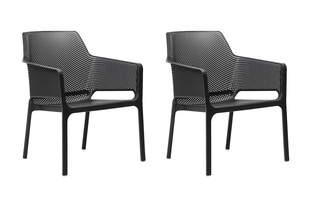 Set of 2 Nardi NET Fiberglass Resin Stackable Lounge Arm Chair