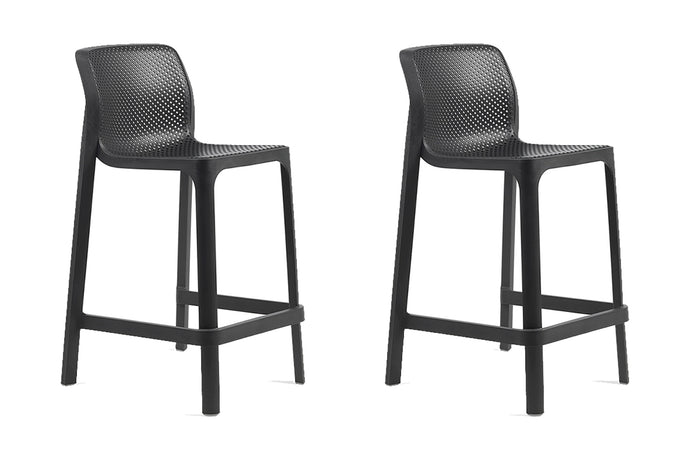 Set of 2 Nardi NET Fiberglass Resin Stacking Mini Barstool