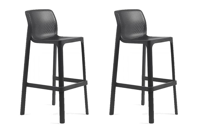 Set of 2 Nardi NET Fiberglass Resin Stacking Barstool