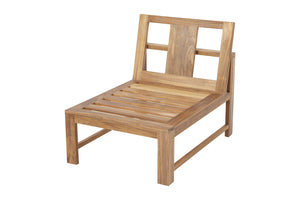 Newport Teak Outdoor Armless Chair. Sunbrella Cushion