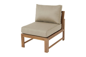 Newport Teak Outdoor Armless Chair. Sunbrella Cushion