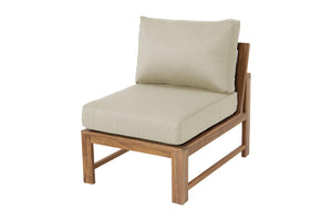 Newport Teak Outdoor Armless Chair. Sunbrella Cushion