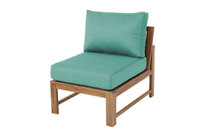 Newport Teak Outdoor Armless Chair. Sunbrella Cushion