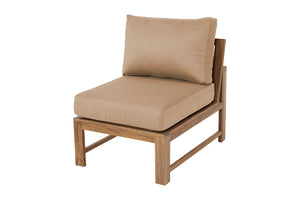 Newport Teak Outdoor Armless Chair. Sunbrella Cushion