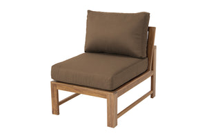 Newport Teak Outdoor Armless Chair. Sunbrella Cushion