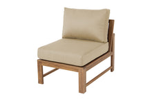 Newport Teak Outdoor Armless Chair. Sunbrella Cushion