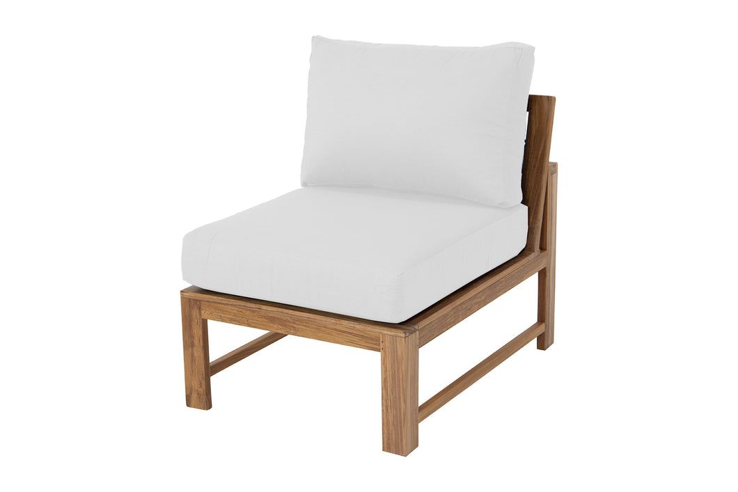 Newport Teak Outdoor Armless Chair. Sunbrella Cushion