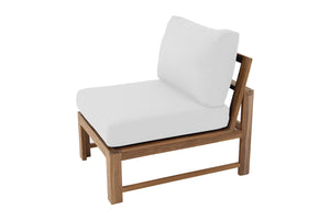 Newport Teak Outdoor Armless Chair. Sunbrella Cushion