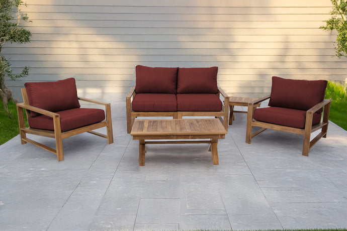 5 pc Newport Teak Loveseat Seating Group with 42