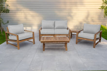 5 pc Newport Teak Loveseat Seating Group with 42" Coffee Table. Sunbrella Cushion.