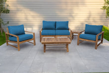 5 pc Newport Teak Loveseat Seating Group with 42" Coffee Table. Sunbrella Cushion.