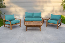 5 pc Newport Teak Loveseat Seating Group with 42" Coffee Table. Sunbrella Cushion.