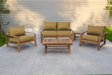 5 pc Newport Teak Loveseat Seating Group with 42" Coffee Table. Sunbrella Cushion.