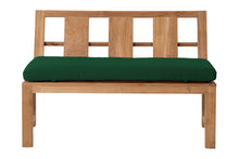 Newport Teak Outdoor Bench with Back. Sunbrella Cushion