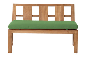 Newport Teak Outdoor Bench with Back. Sunbrella Cushion