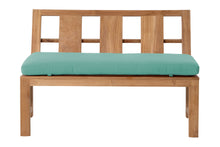 Newport Teak Outdoor Bench with Back. Sunbrella Cushion