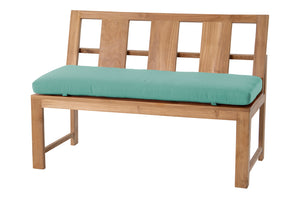 Newport Teak Outdoor Bench with Back. Sunbrella Cushion