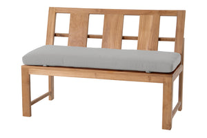 Newport Teak Outdoor Bench with Back. Sunbrella Cushion