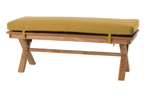 Newport Teak Outdoor Backless Bench. Sunbrella Cushion