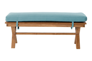 Newport Teak Outdoor Backless Bench. Sunbrella Cushion