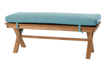 Newport Teak Outdoor Backless Bench. Sunbrella Cushion