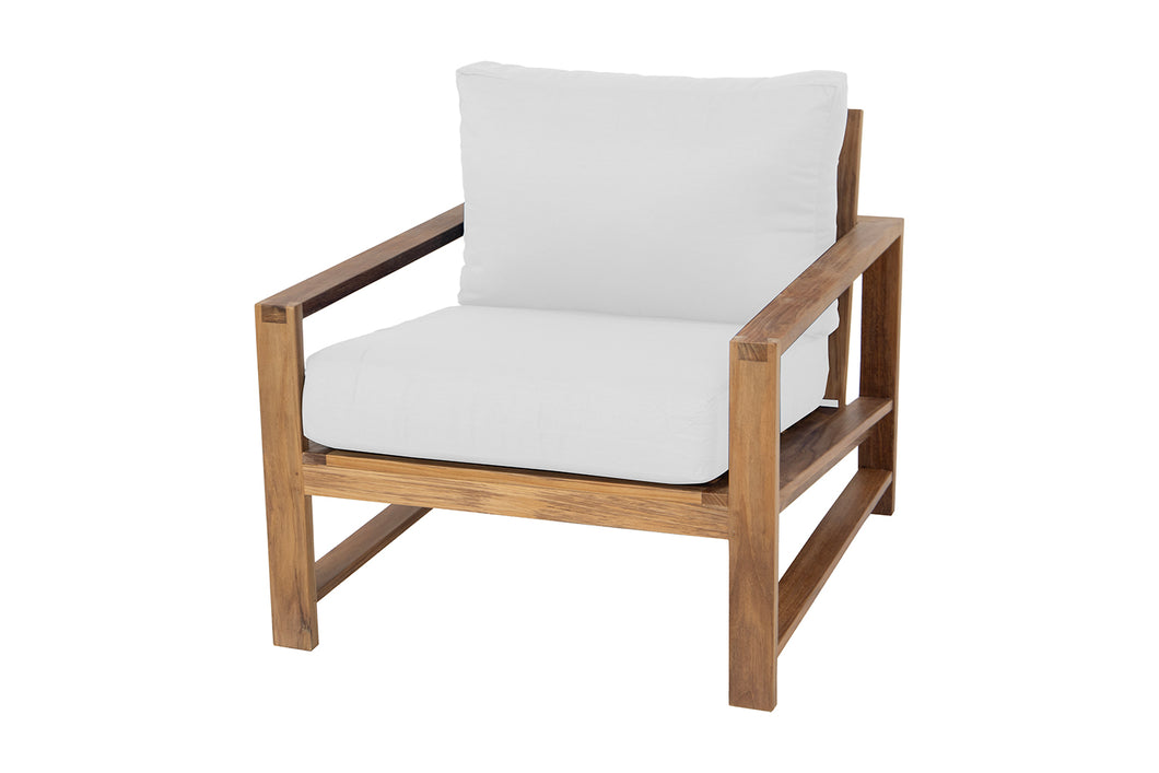 Newport Teak Outdoor Club Chair. Sunbrella Cushion.