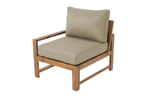 Newport Teak Outdoor Left Arm Chair. Sunbrella Cushion