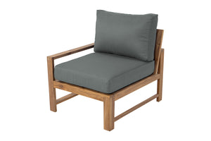 Newport Teak Outdoor Left Arm Chair. Sunbrella Cushion