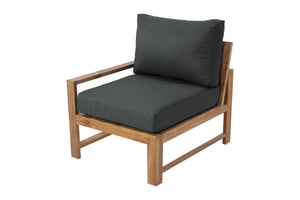 Newport Teak Outdoor Left Arm Chair. Sunbrella Cushion