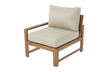 Newport Teak Outdoor Left Arm Chair. Sunbrella Cushion