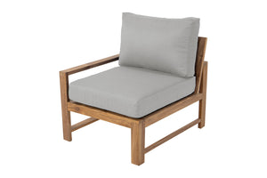 Newport Teak Outdoor Left Arm Chair. Sunbrella Cushion