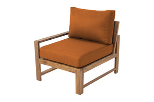 Newport Teak Outdoor Left Arm Chair. Sunbrella Cushion