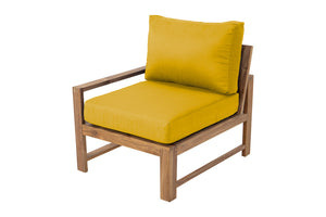 Newport Teak Outdoor Left Arm Chair. Sunbrella Cushion