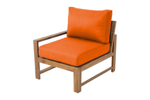 Newport Teak Outdoor Left Arm Chair. Sunbrella Cushion