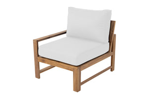 Newport Teak Outdoor Left Arm Chair. Sunbrella Cushion