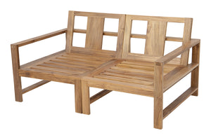 Newport Teak Outdoor Loveseat. Sunbrella Cushion.