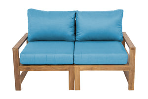 Newport Teak Outdoor Loveseat. Sunbrella Cushion.