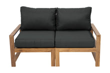 Newport Teak Outdoor Loveseat. Sunbrella Cushion.