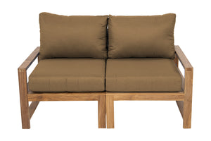 Newport Teak Outdoor Loveseat. Sunbrella Cushion.