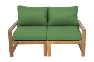 Newport Teak Outdoor Loveseat. Sunbrella Cushion.