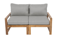 Newport Teak Outdoor Loveseat. Sunbrella Cushion.