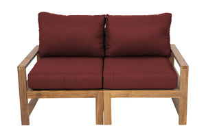 Newport Teak Outdoor Loveseat. Sunbrella Cushion.