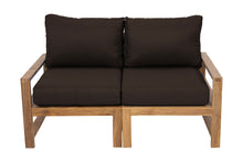 Newport Teak Outdoor Loveseat. Sunbrella Cushion.