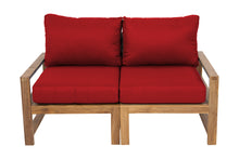 Newport Teak Outdoor Loveseat. Sunbrella Cushion.